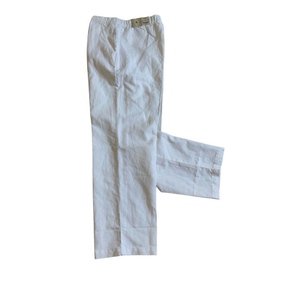 Island Shores White Linen Drawstring Pants - Relaxed Fit - Size L